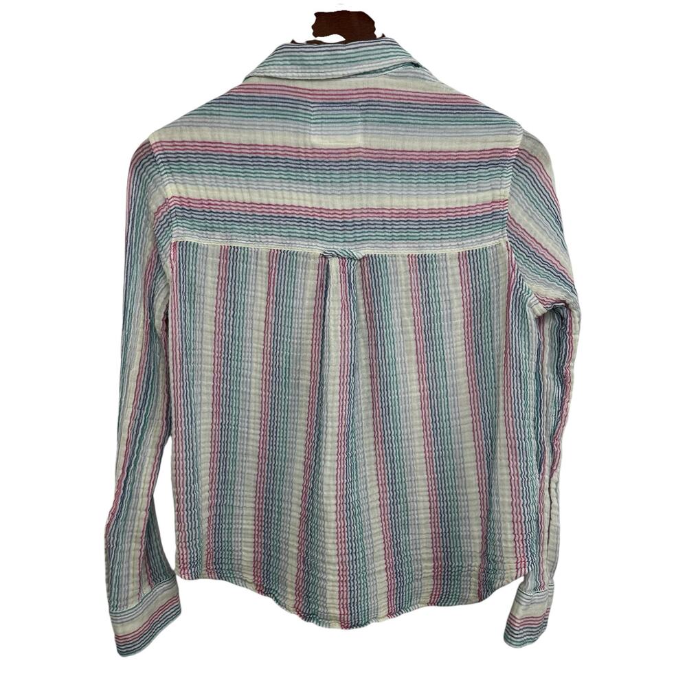 Rails Ellis Button Down Shirt Iris Stripe Size XS Rainbow Lightweight Pastel - Picture 11 of 16
